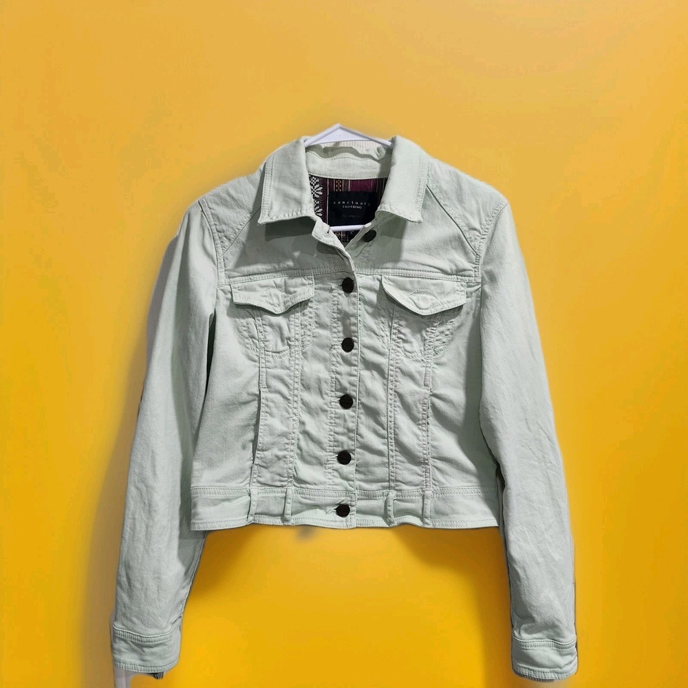 Sanctuary Clothing Denim Jacket Womens S Mint Green Stretch Jean Jacket